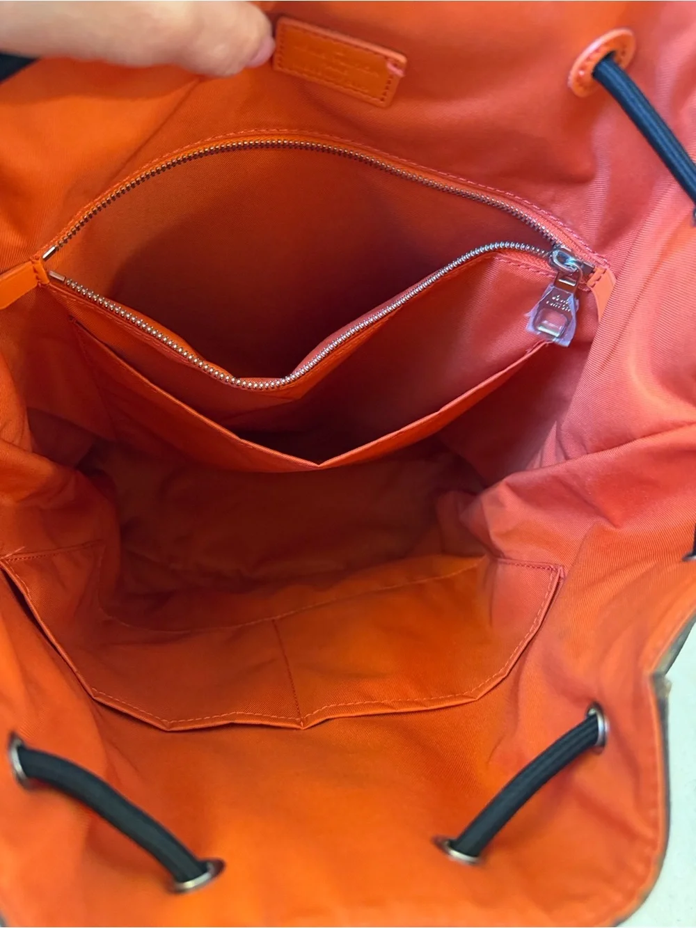LUX inspired Brown Monogram Backpack with Orange Trim